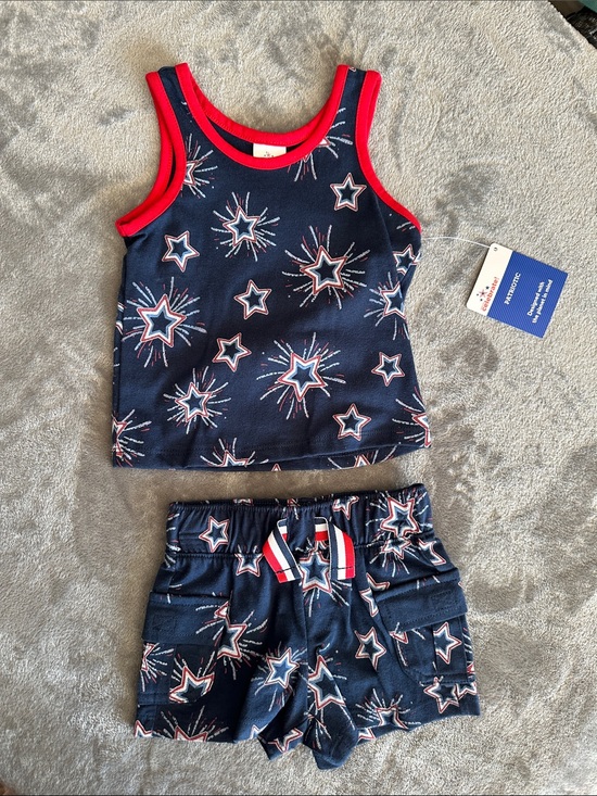 Celebrate Patriotic Other - NWTS Celebrate Patriotic Kids Navy Star Print Tank & ShortsSet Red Trim 12 mos